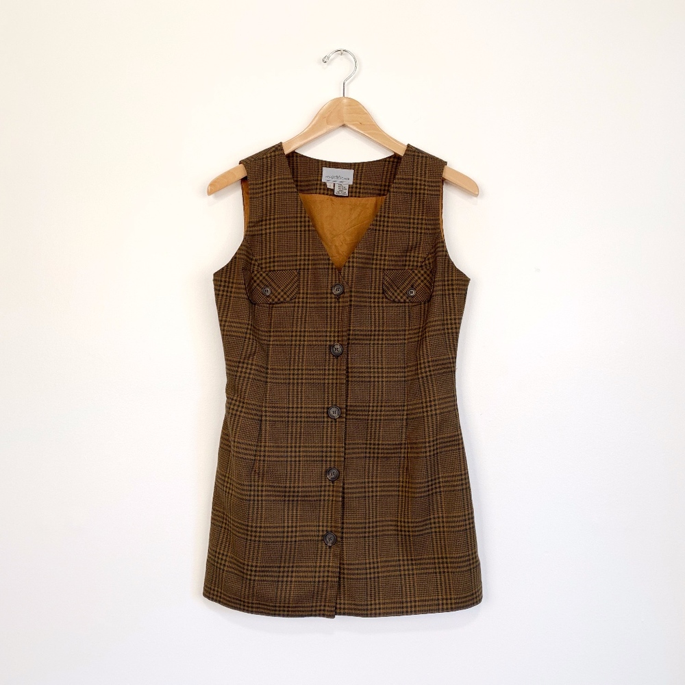 Vintage For Pete’s Sake Brown Vest Mini Dress